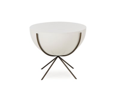 Danica Side Table - 24" Diameter Bowl Design - White Lacquer